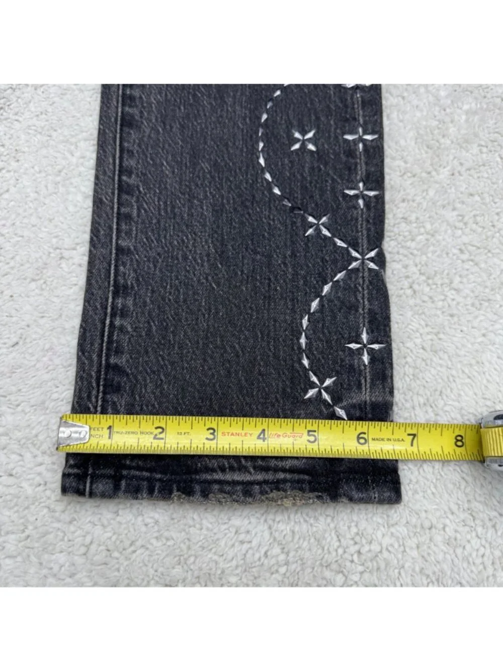 Purple Brand Skinny Twist Hotfix P001 Jeans Men's Black Studded Design, Size 33